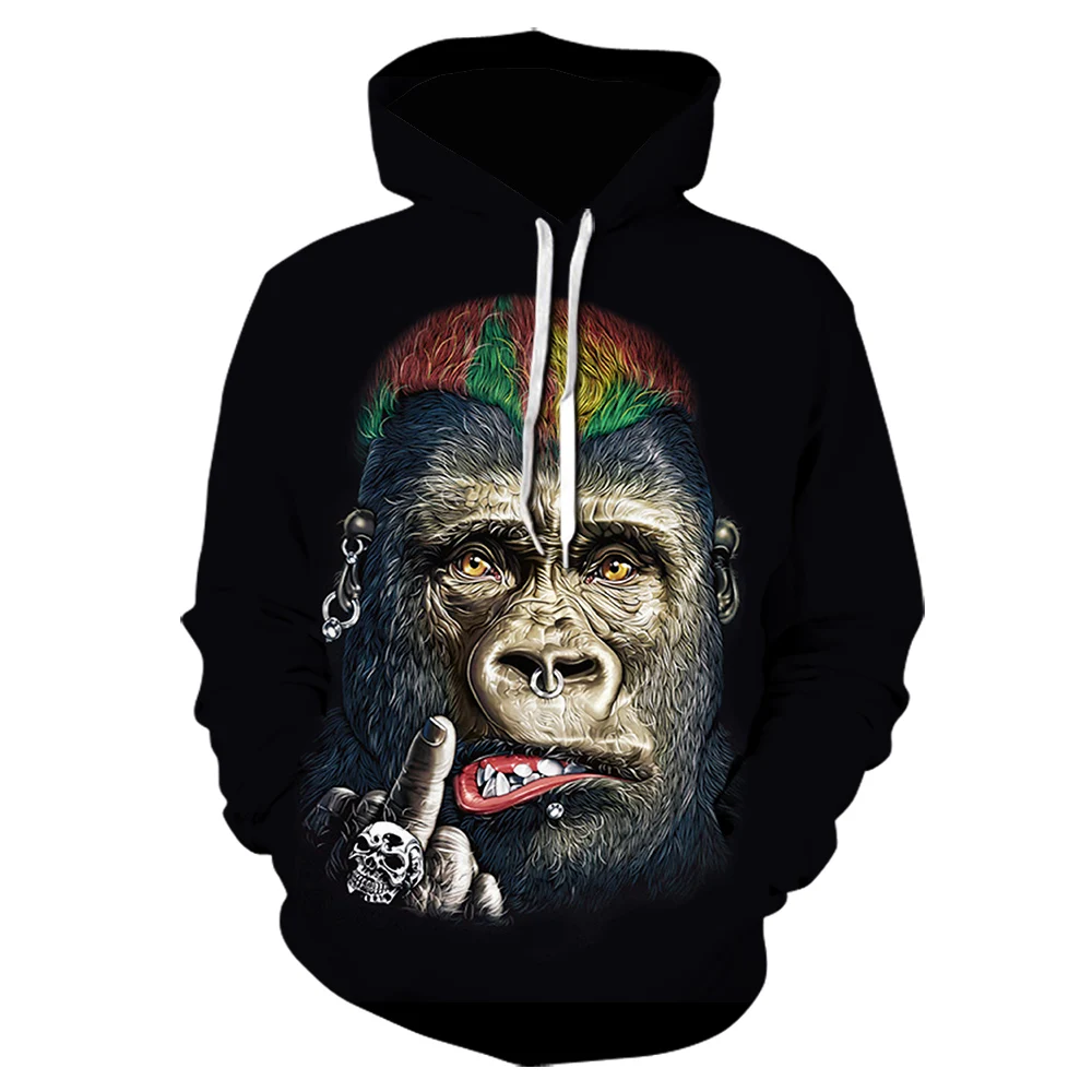 Autumn New Animal Gorilla / Monkey Hoodie Men and Women 3D Printed Sweatshirt Oil Orangutan Hoodies Jacket Hip Hop Hoodie