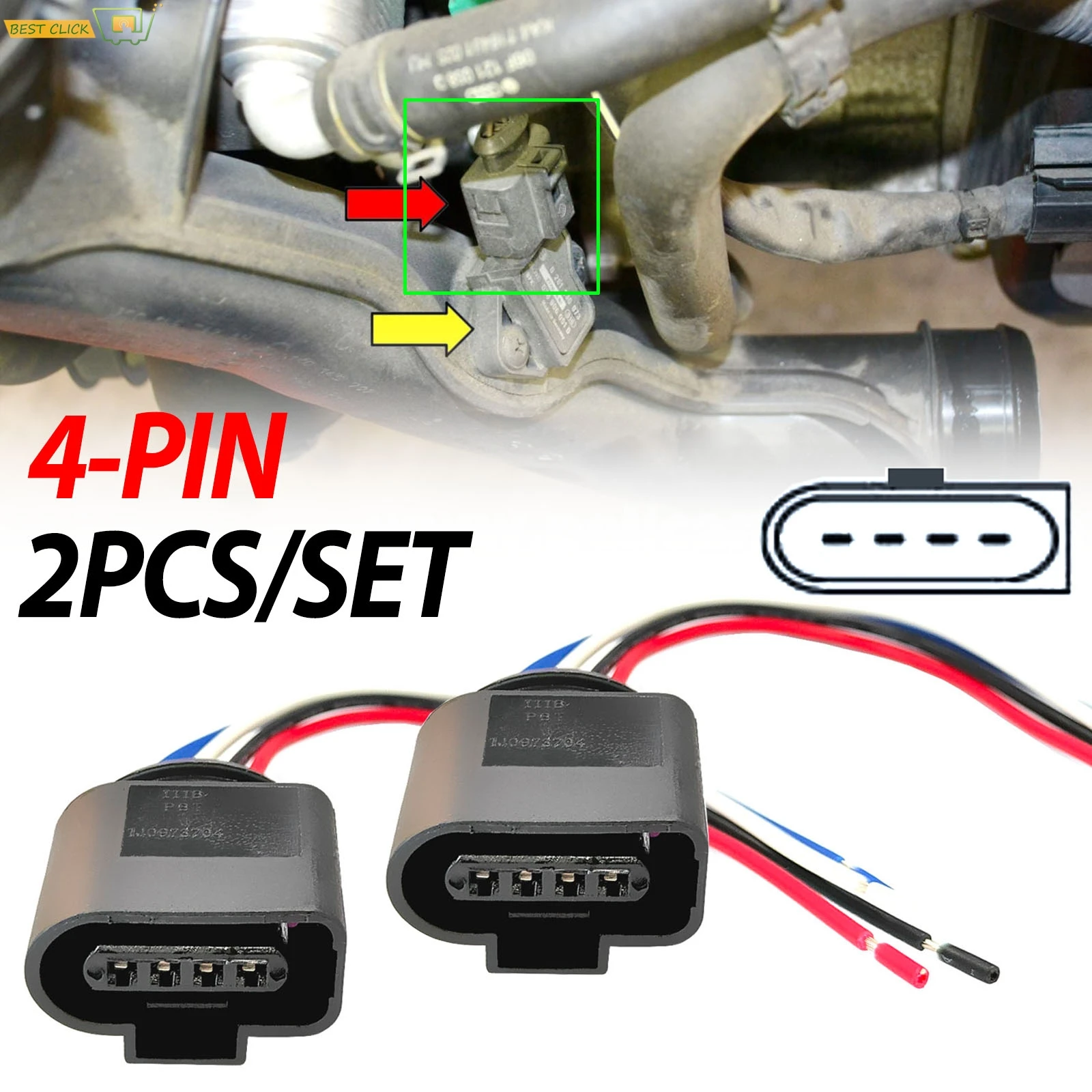 Par para VW Audi Seat Skoda presión de refuerzo MAP freno Booster colector Sensor absoluto conector enchufe telar cableado 1J0 973 704