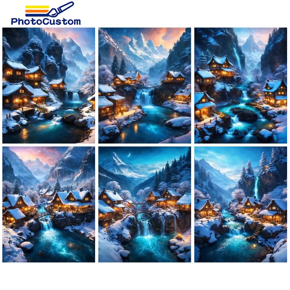 

PhotoCustom DIY Painting By Numbers Scenery Mountain Coloring Drawing Oil Picture For Adults Paints By Number Kits On Canvas Gif