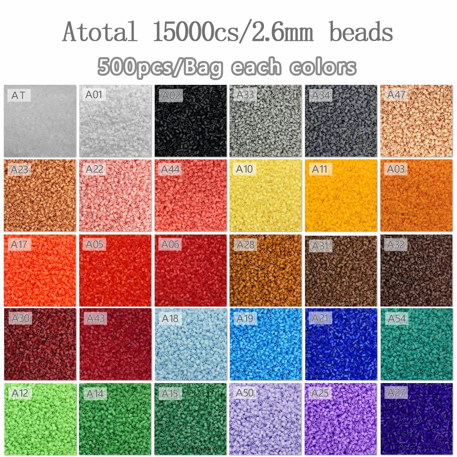 

15000pcs 2.6mm Mini Hama Beads 500/Pcs Bag 30 colors perler Available 100% Quality Guarantee PUPUKOU Beads Activity Fuse Beads