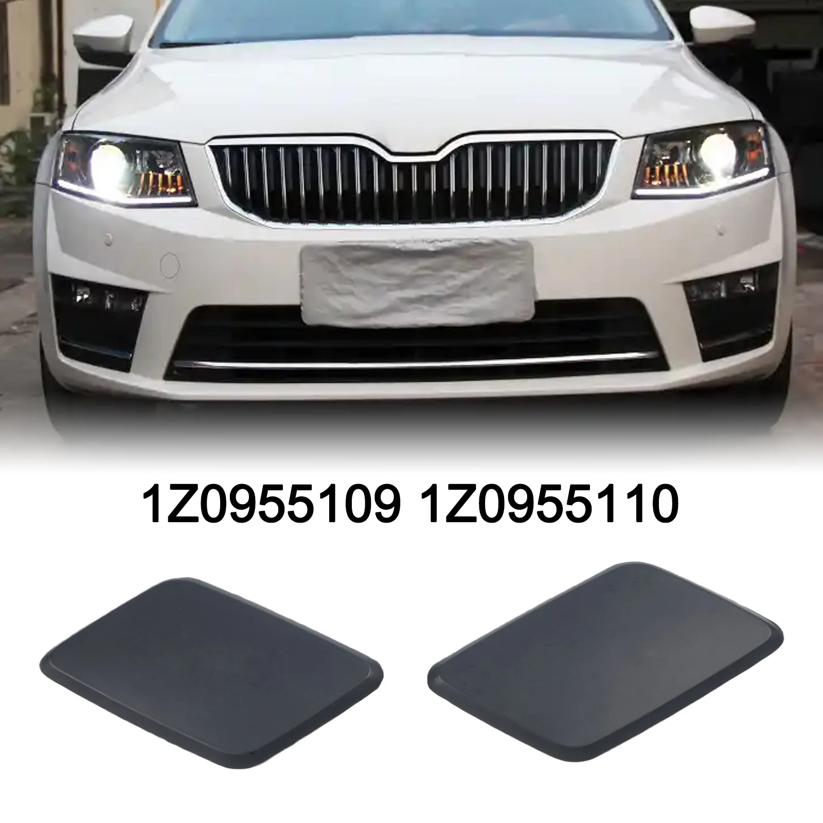 

1 пара крышек омывателя передней фары автомобиля для Skoda Octavia Mk2 2010-2013/2004-2008 OEM номер детали: 1Z0955109 1Z0955110