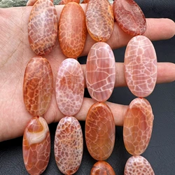 20x40MM 10PCS Large Oval Shape Natural Red Fire Dragon Veins Agates Slice Focus Pendant Beads For DIY Jewelry Making