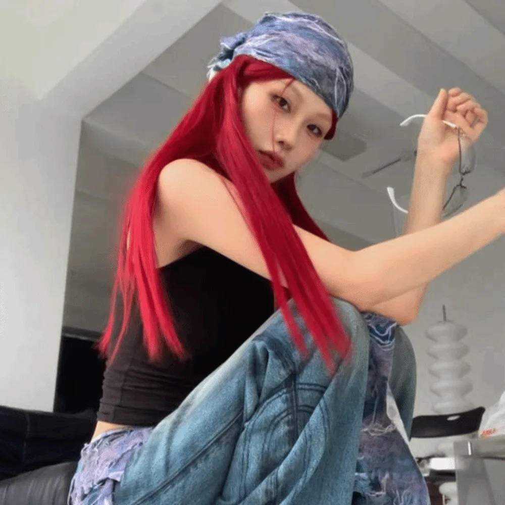 

Fashion Y2K Wasteland Style Hair Scarf Hip Hop Punk Tie-dye Hair Band Square Sacrf Soft Wrap Distressed Ripped Tube Top Daily