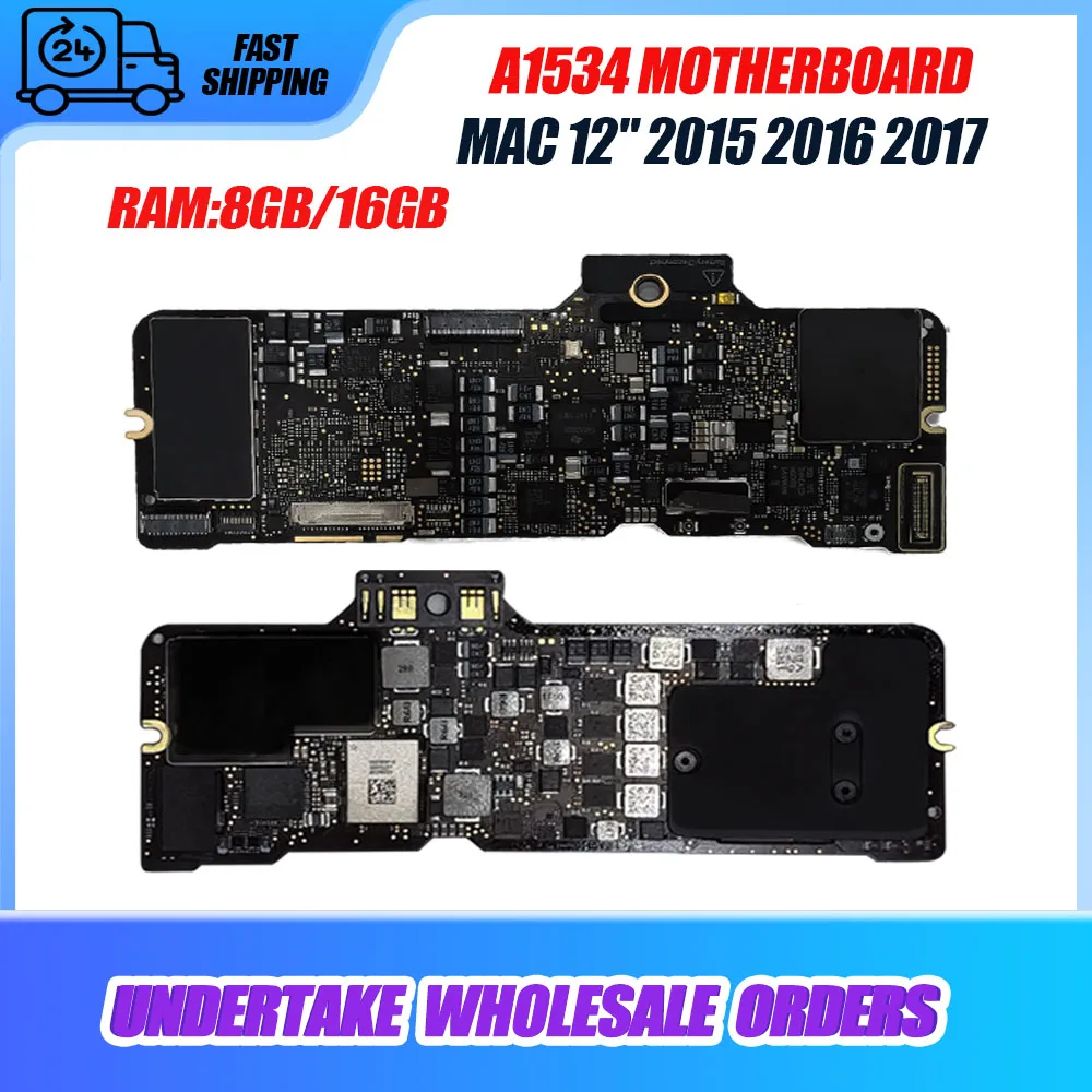 

Original 95 New Motherboard For Macbook 12" A1534 Logic Board 1.1 1.2 1.3 1.4GHz 256GB 512GB 2015 2016 2017 Year
