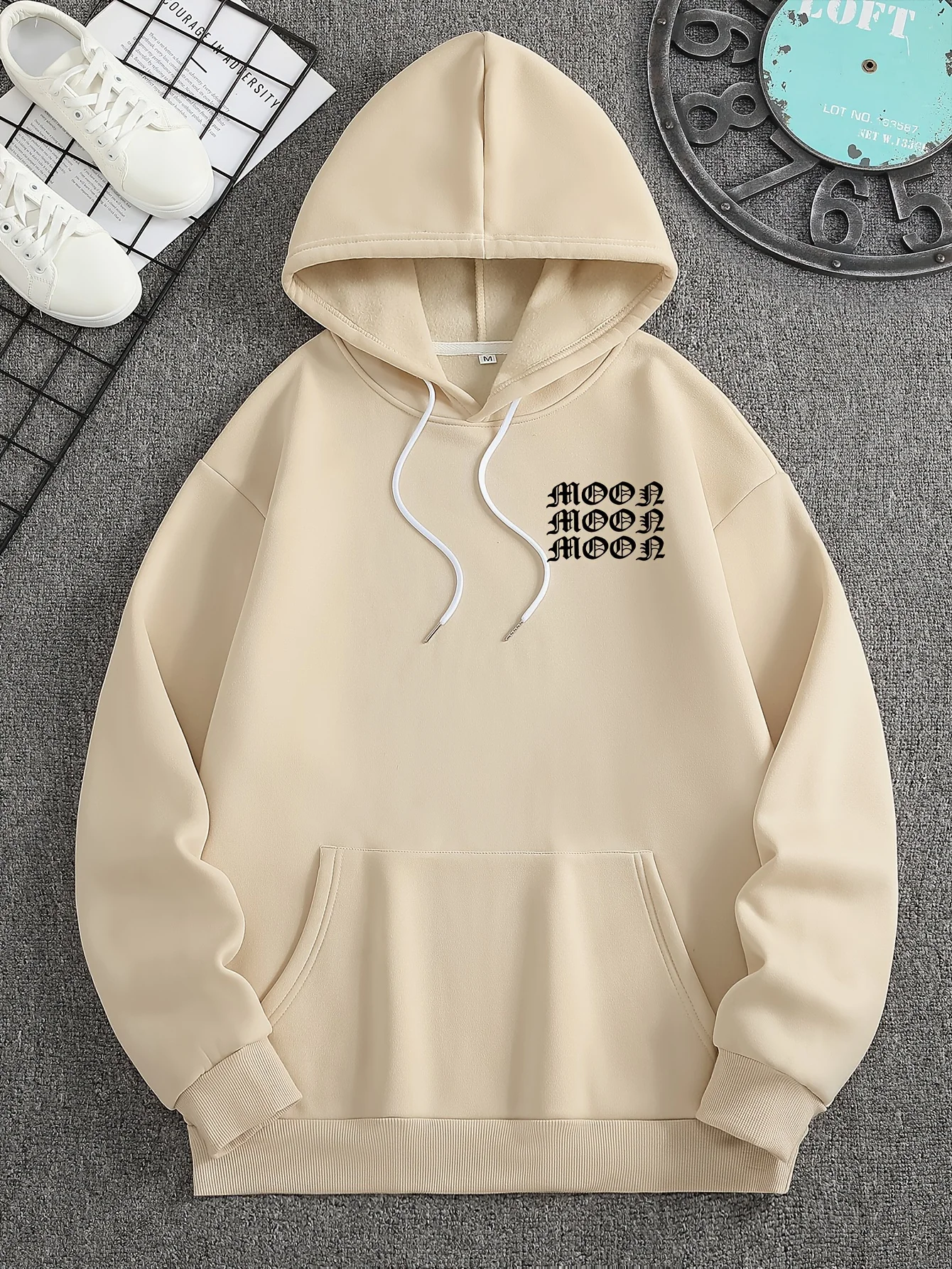 Men's Autumn/winter Simple Loose Fleece-lined Comfortable Versatile Casual Sports Letter Print Commuting Street Strolling Home