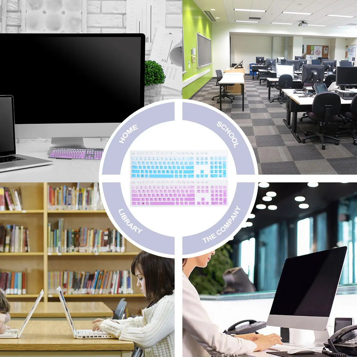 2pcs Protective Film Blue Keyboard Cover Waterproof Thin Skin for Computer Keyboards Dust Proof Easy Clean Keyboard Membrane