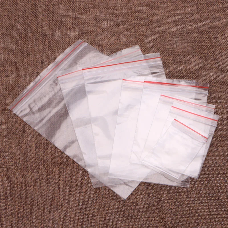 8 Sizes Clear Grip Self Press Seal Resealable Lock Plastic Bags 100PCS