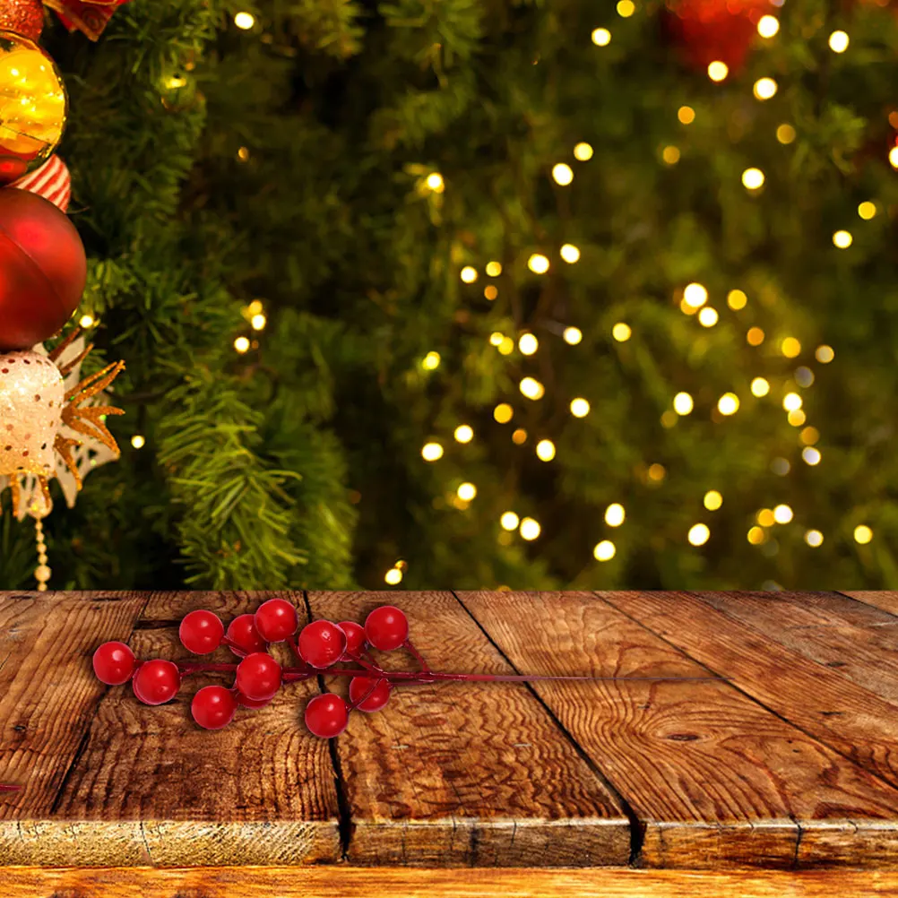 

25 Pcs Artificial Red Berry Cuttings Bright Colors Home Party Decoration Christmas naments Simulated BranchesFruits Holiday