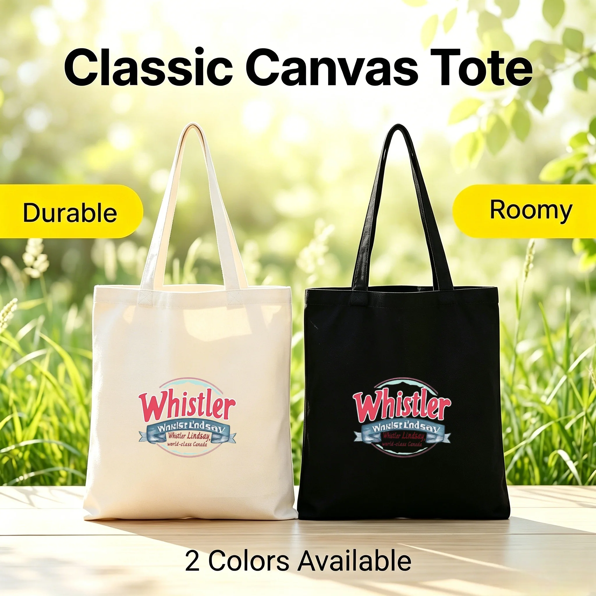 

1PC Whistler Lindsay Canada Mountain Resort Logo Print Canvas Tote Bag Reusable Travel Shoulder Shopping Bag Ski Souvenir Gift