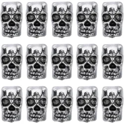 50PCS Skull Spacer Beads Skeleton Head Beads Beard Silver Antique Tibetan Metal Halloween Large Hole European Loose Spacers Bead