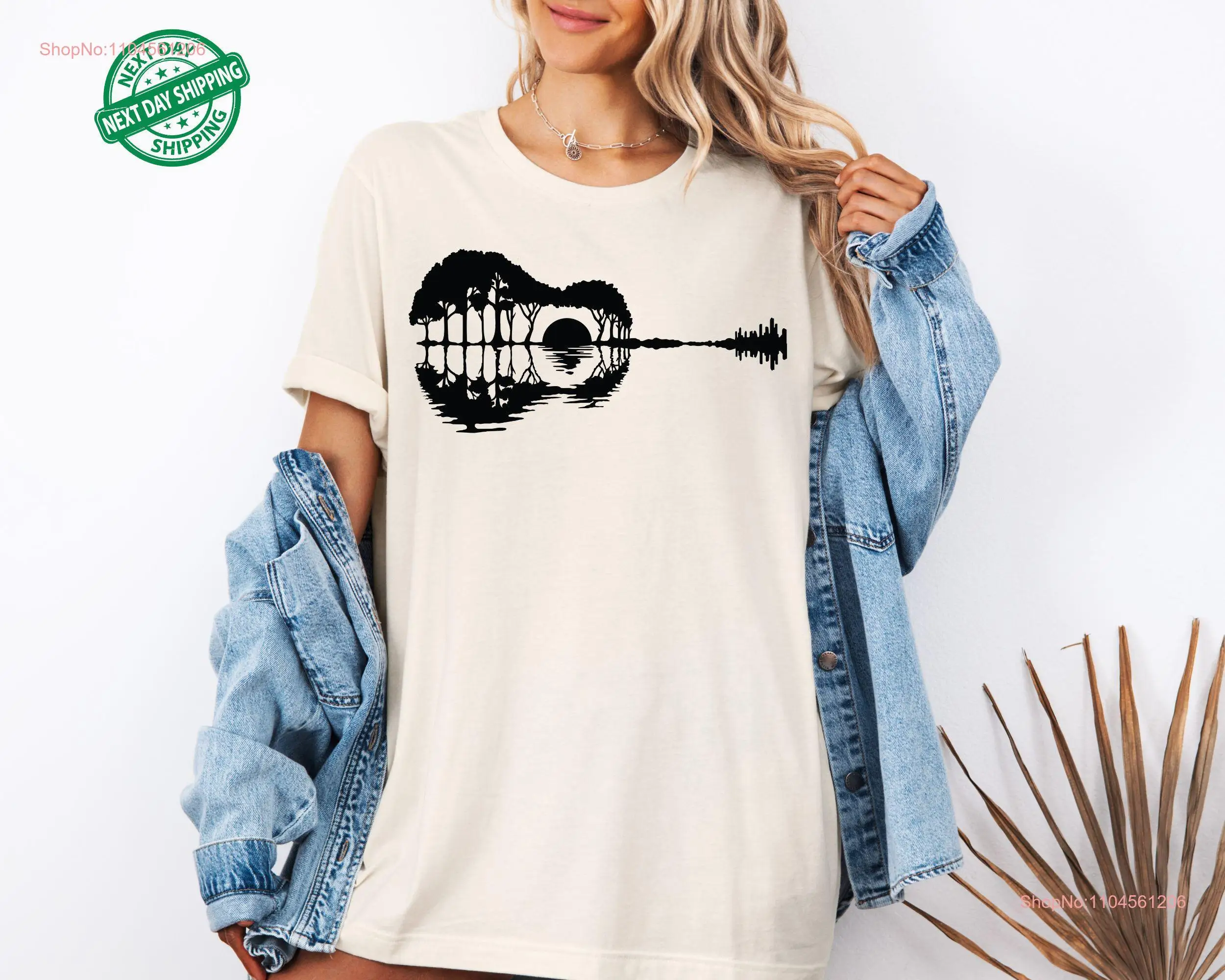 

Футболка с гитарой Nature Music Band Одежда для музыканта для ее него с длинными или короткими рукавами