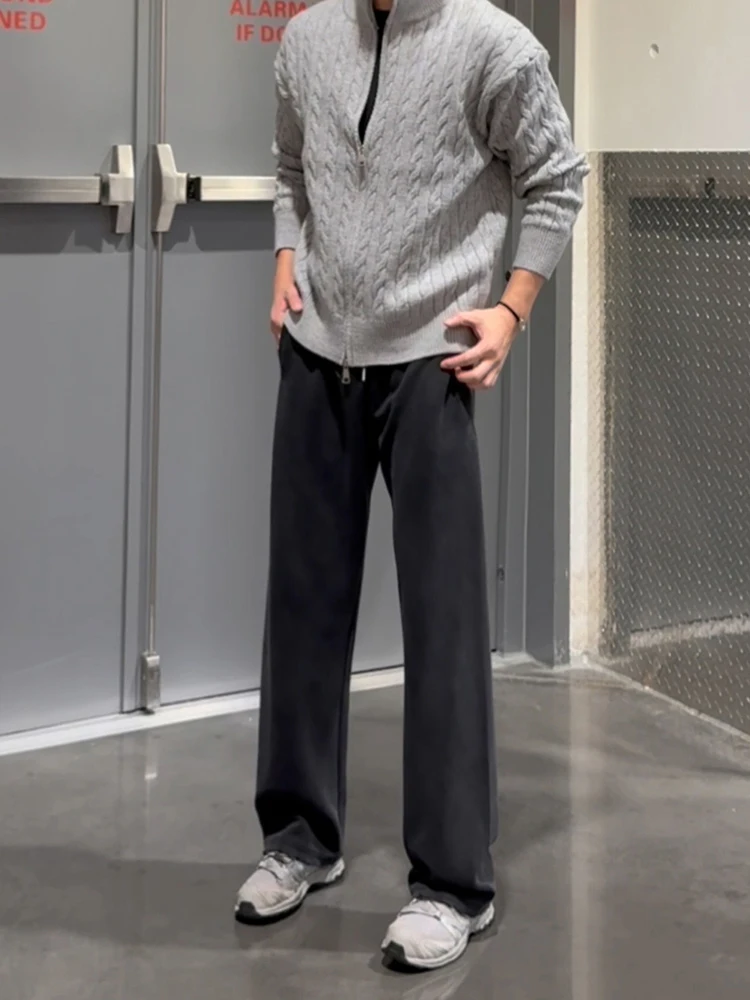 Waed Bla Straight Leg Micro Flared Sweatpants for Men Autumn Faion Teenage Casual American Sports Pants High Waist