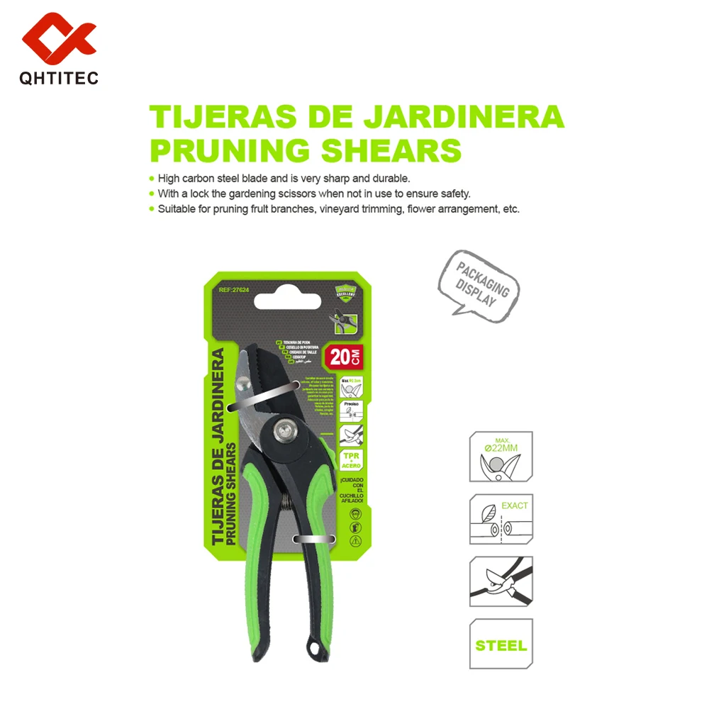 Heavy Duty Garden Pruning Shears High Carbon Steel Sharp Branch Cutter Non Slip Handle Safety Lock Bypass Hand Pruner for Plants
