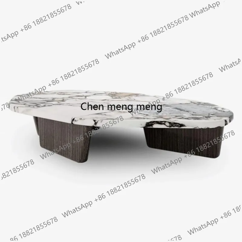 

Italian minimalist natural marble coffee table living room modern light luxury travertine creative coffee table