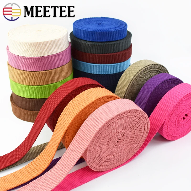 

5Meters Meetee 20-50mm Cotton Webbing Polyester Canvas Bag Strap Decorative Tape Seat Belt Ribbon Sewing Bias Binding Accessory