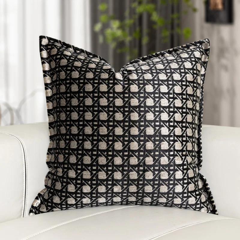 Luxury Cushion Cover 50x50cm Gemstone Black High-end Cut Velvet Version Square Pillow Case For Home Hotel Bed Living Room Sofa