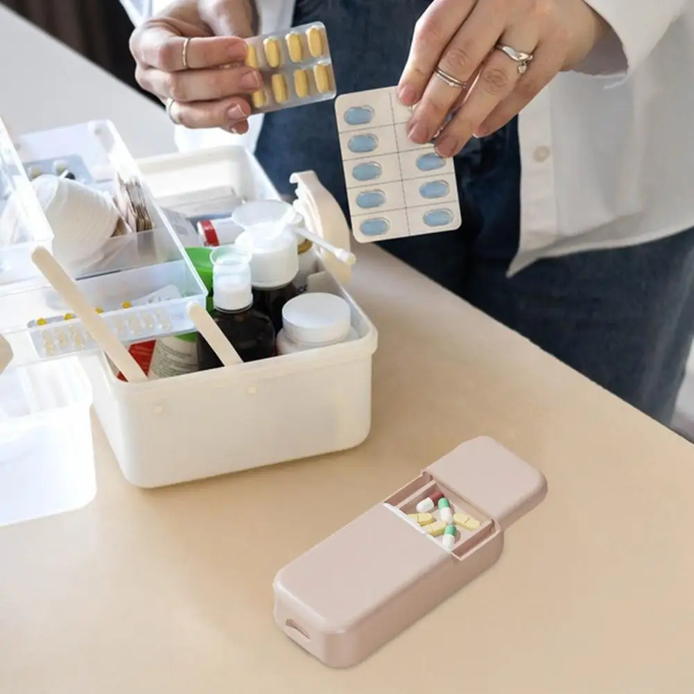 Precision Pill Cutting Tool Portable Pill Cutter with Storage Compartment Multi-purpose Tablet Splitter Travel Capsule Organizer