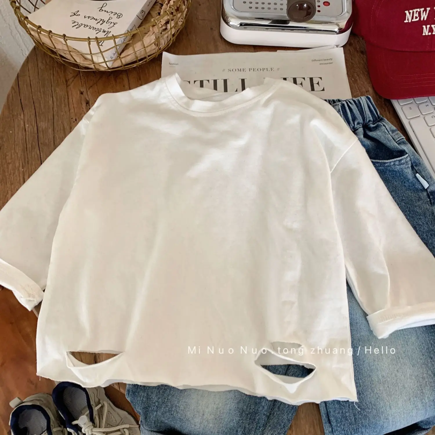 Spring Autumn Children's 2025 New Korean Style Baby Long Sleeve Inner Cotton Piercing T-shirt Handsome Boys' Bottom Shirt Thin