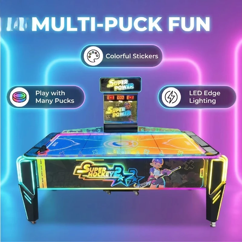FL Wholesale Large Size Curved Coin Operated Electric Air Hockey Table Arcade Redemption Game Machine Metal English Customized