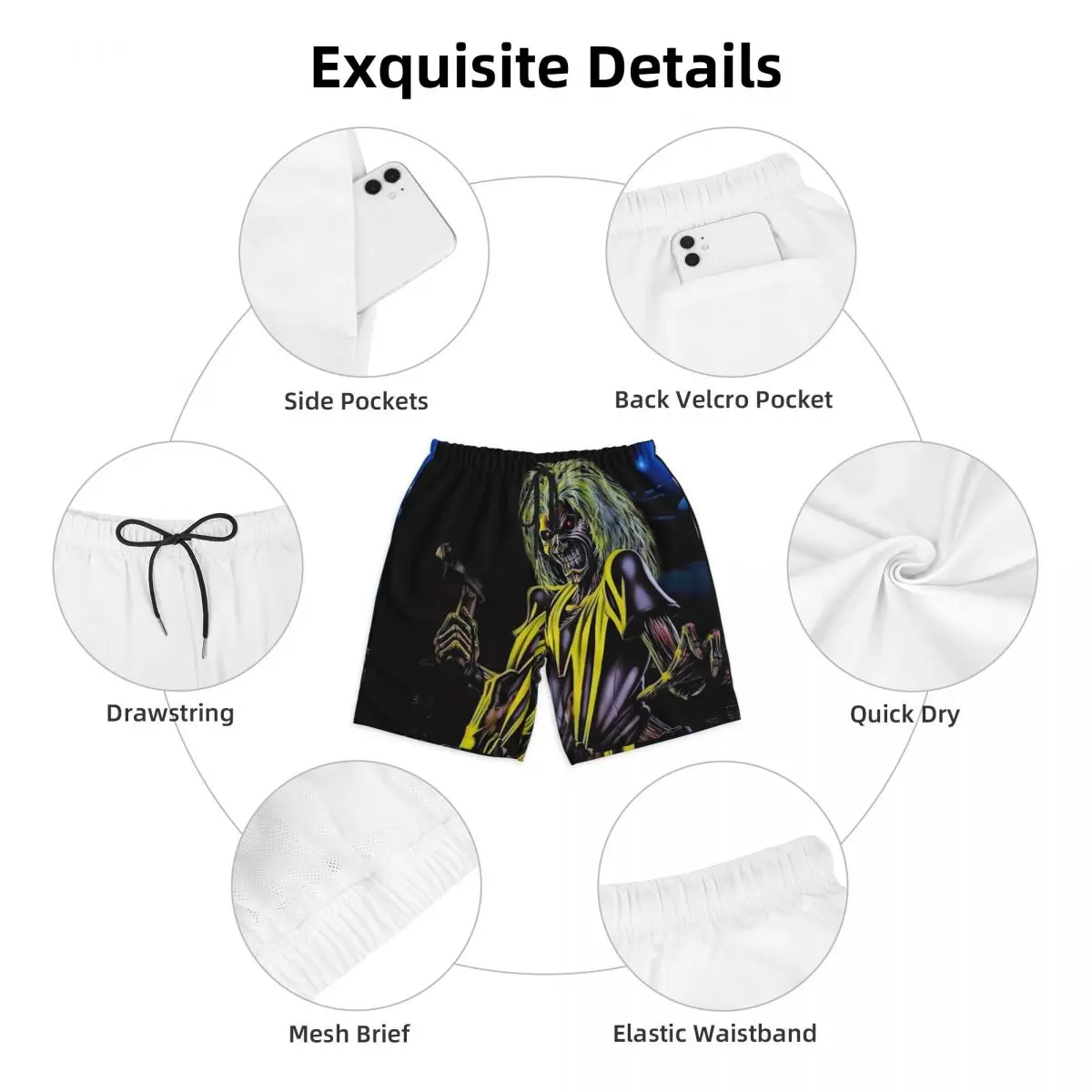 Costume da bagno Classic Gothic Horror Skull 3D Board Shorts Summer Fun Fashion Board pantaloni corti maschi sport Quick Dry Swim Trunks