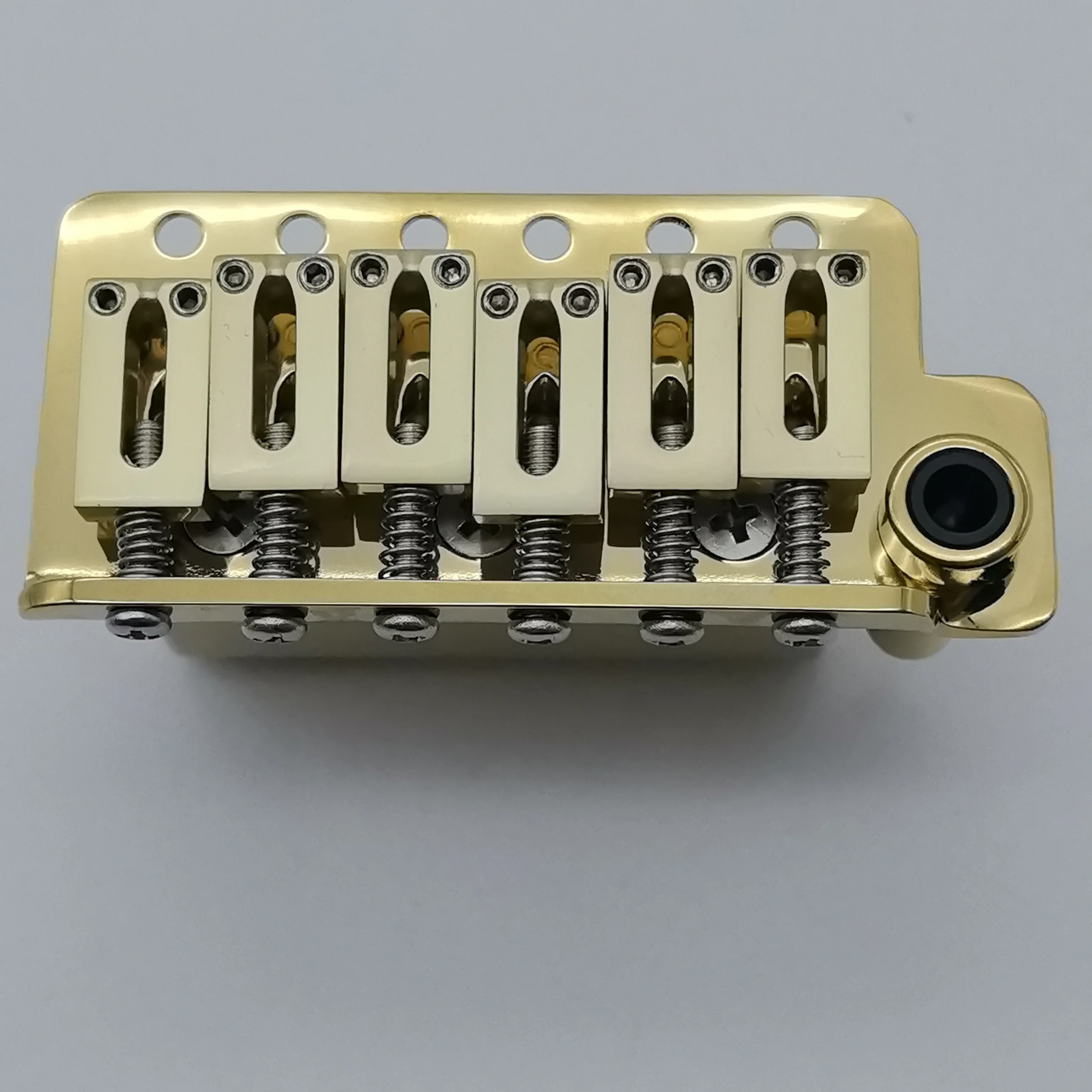 Upgraded Version 6-Point Tremolo Guitar Bridge with Brass Block & Locking Saddles Gold