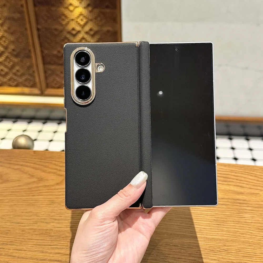 Für Magsafe Hülle für Samsung Galaxy Z Fold 7, Kunstleder, Doppelscharnierfalte, magnetisches kabelloses Laden, keine vordere Abdeckung, Zubehör