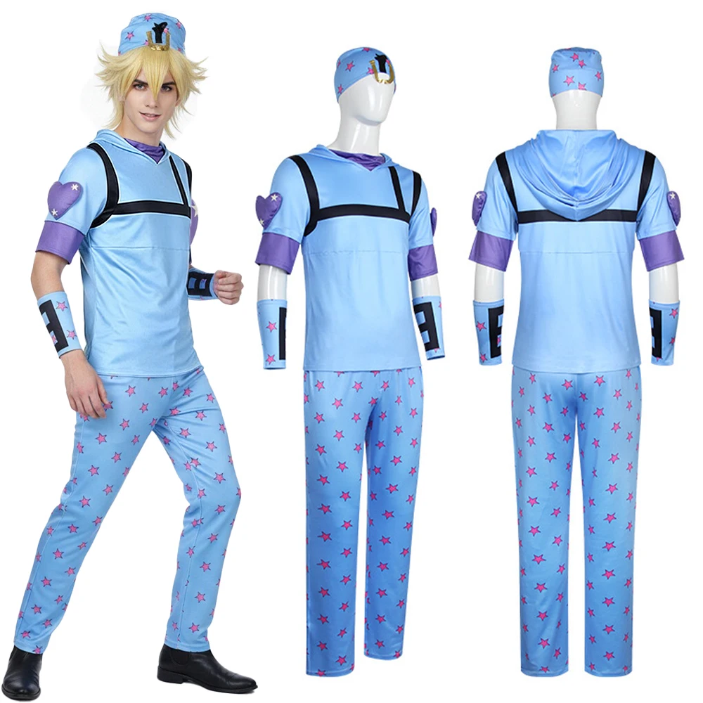 

Комплект костюма для косплея в стиле аниме: синяя рубашка с коротким рукавом, брюки, перчатки и головной убор. Одежда для аниме-конвенций, костюм на Хэллоуин.