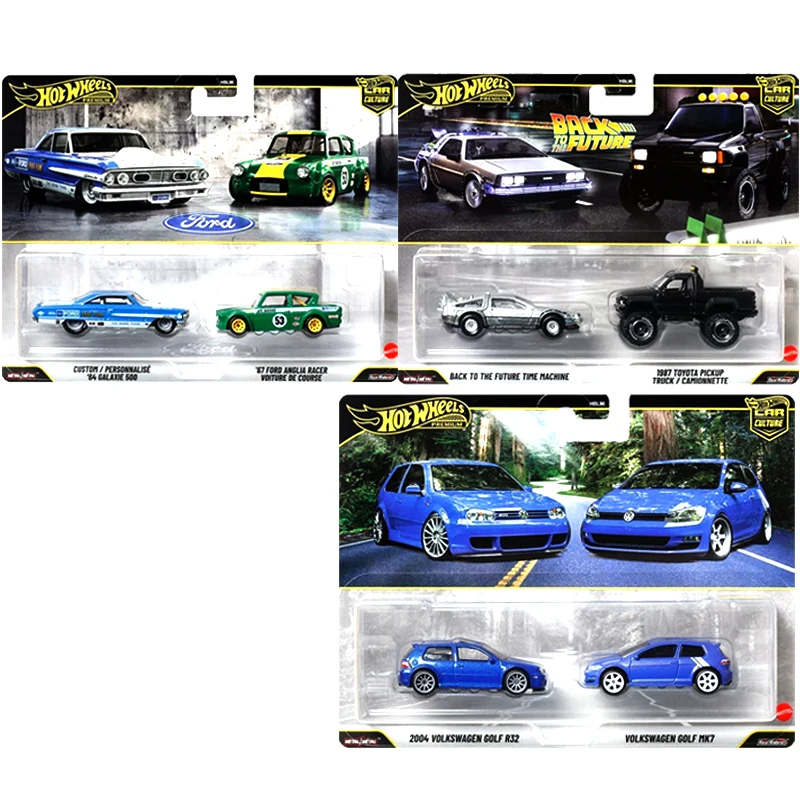 1:64 escala de metal rodas quentes carro cultura modelo premium toyota captador ford volkswagen golfe volta para o futuro carrinho meninos brinquedos caminhão