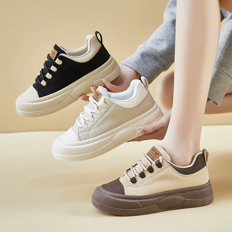 

Весенние маленькие белые туфли, новая корейская версия студенток, спортивные туфли на платформе, повседневная уличная съемка