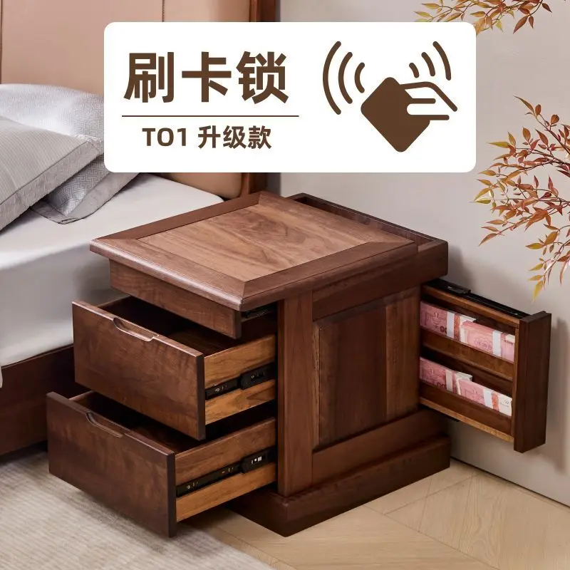 

Pure solid wood hidden bedside table, safe creative new Chinese style, style locker in the ancient style