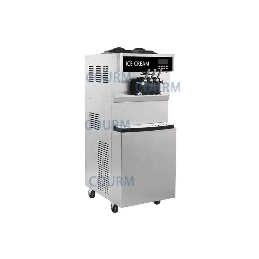 Semi Automatic Commercial Double Compressor Double System Vertical Frozen Yogurt Three Flavors Soft Ice Cream Machine