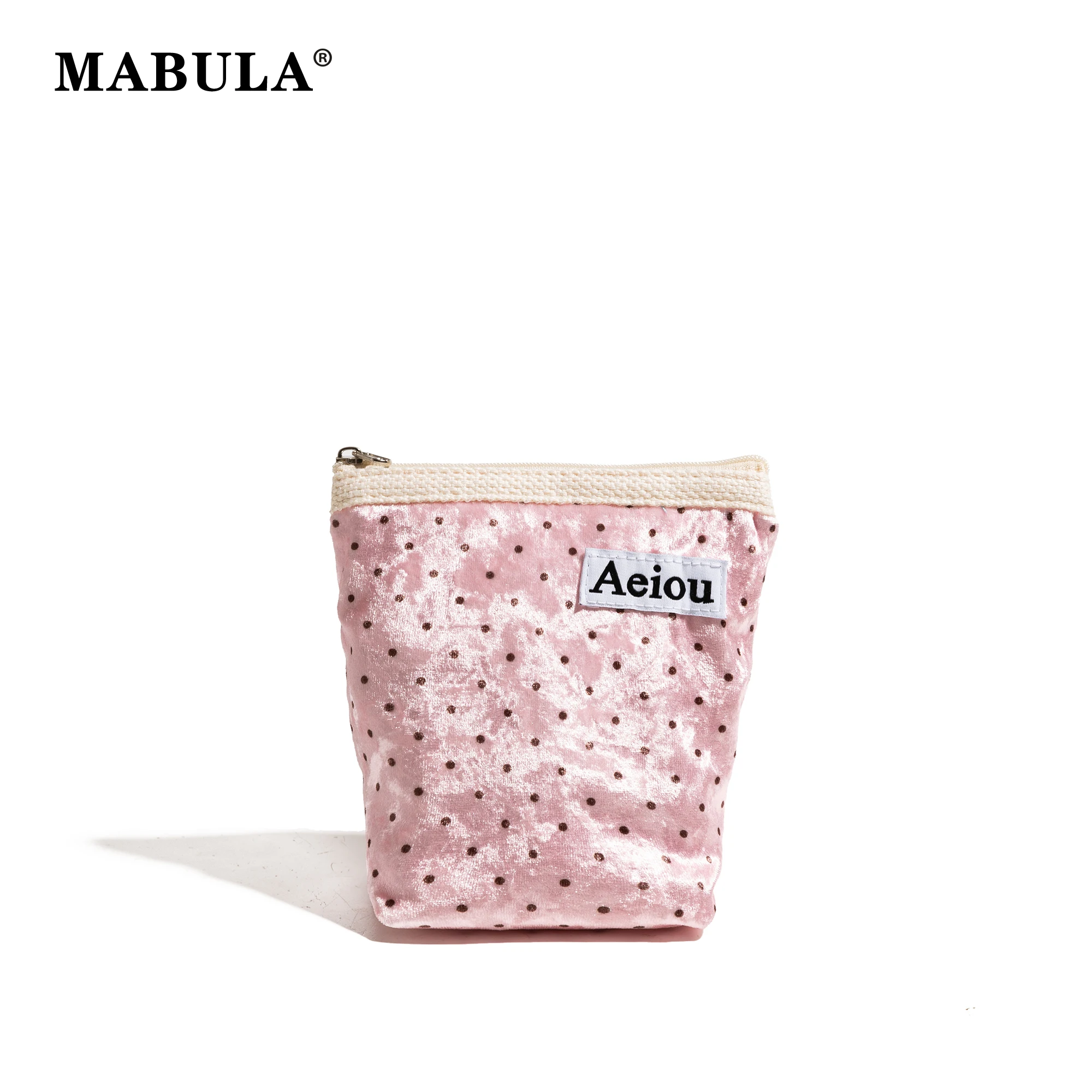 MABULA Fashion Women's Cosmetic Bag Cute Soft Corduroy Small Bag Autumn Korea Travel Lipstick Make Up Lovely Storage Bag Purse