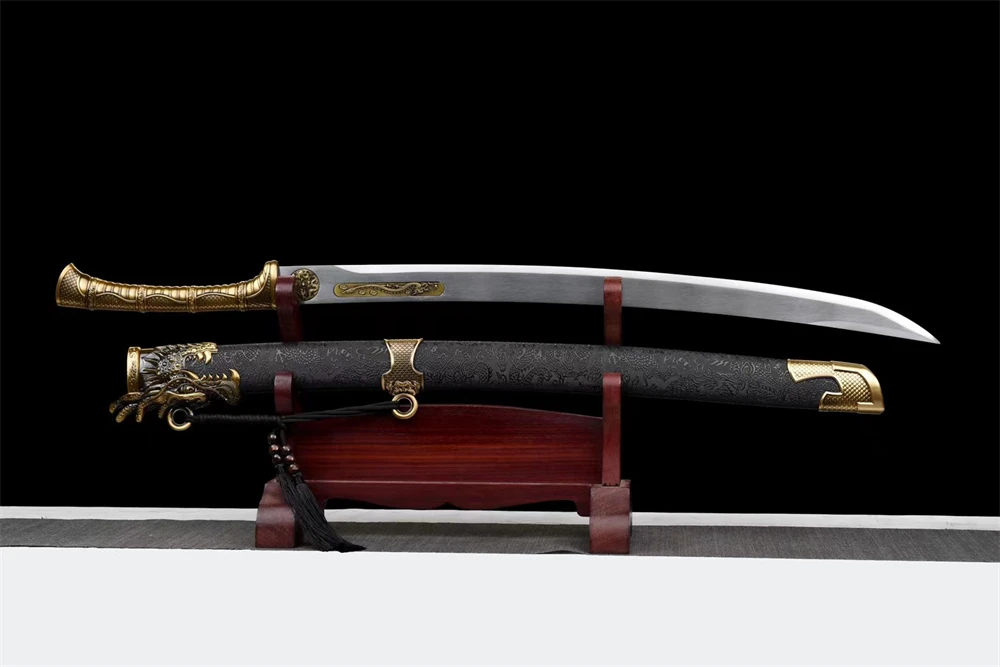 Dragon Theme Saber High Manganese Steel Blade Chinese WuShu Knife Outdoors Sword Jian Alloy Handle