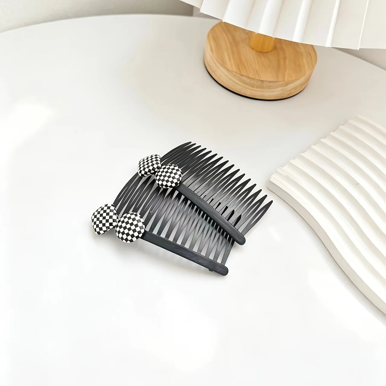 2pcs Fashion Black and White Chessboard Pattern Hairpin Comb Insert Comb For Women Girls Party Hair Accessories