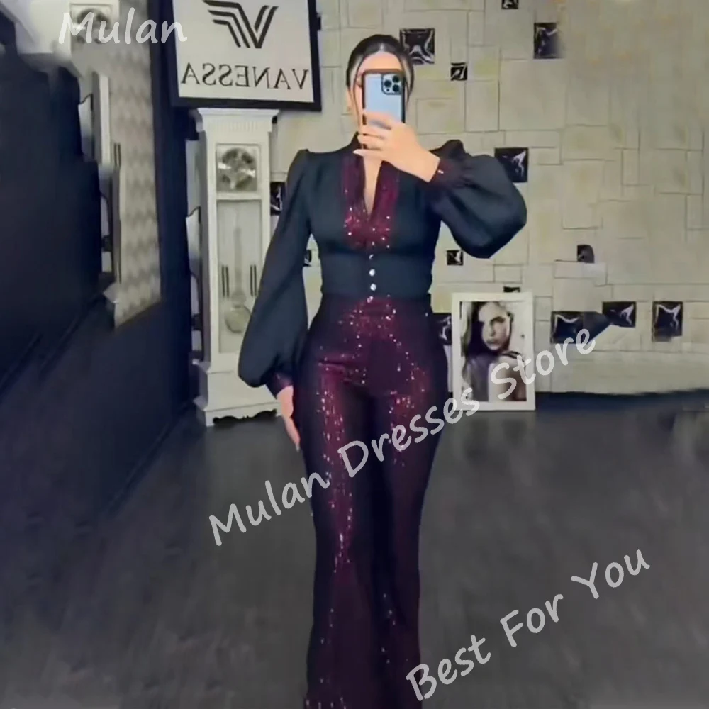 

Sparkle Long Pantsuits for Women V-Neck Floor-Length Straight Special Events Prom Party Evening Dress Wedding Gala Maxi 2024