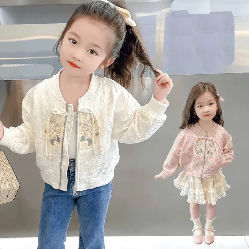 

Детская рубашка в новом китайском стиле 2026 года, вышитая, с длинным рукавом, для девочек, весна-осень, дышащая, LJ382