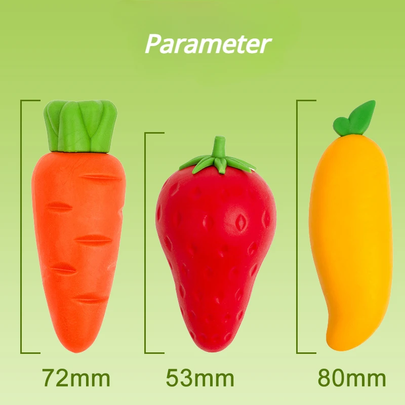 Pencil Eraser for Kids Fruit Shape  Eraser Creative Cartoon Cute Children Carrot Big Not Leave Marks School Stationery Supplies