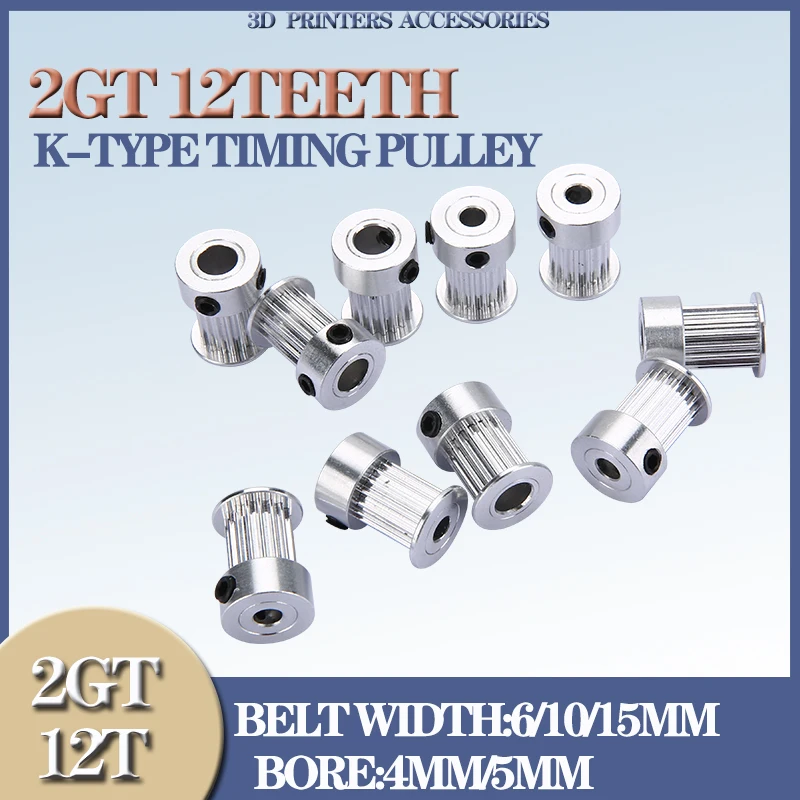 

12 Teeth 2M 2GT synchronous Pulley Bore 4mm 5mm for width 6mm 10mm 15mm 2GT Timing Belt GT2 pulley Belt 12Teeth 12T