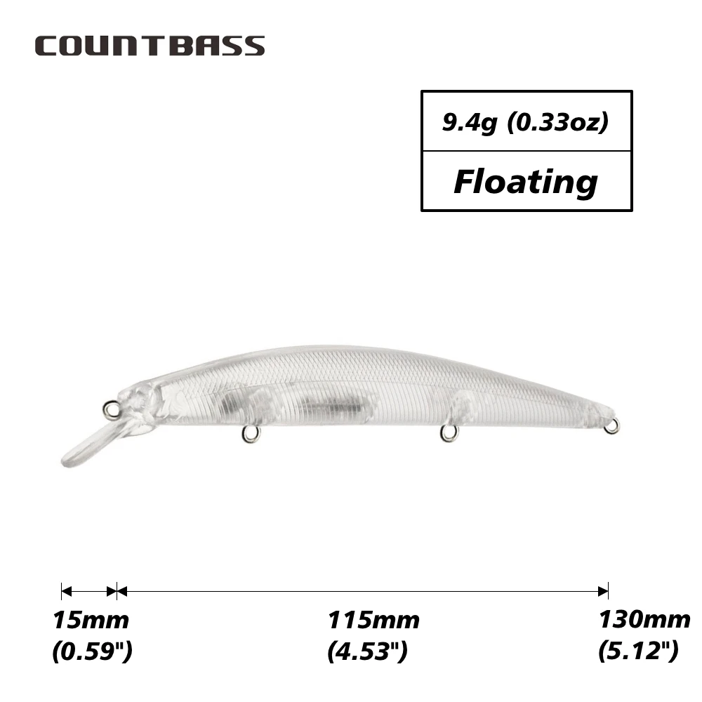 Countbass 10Pcs Blank Lure bodies, Floating Minnow 115mm/4.5