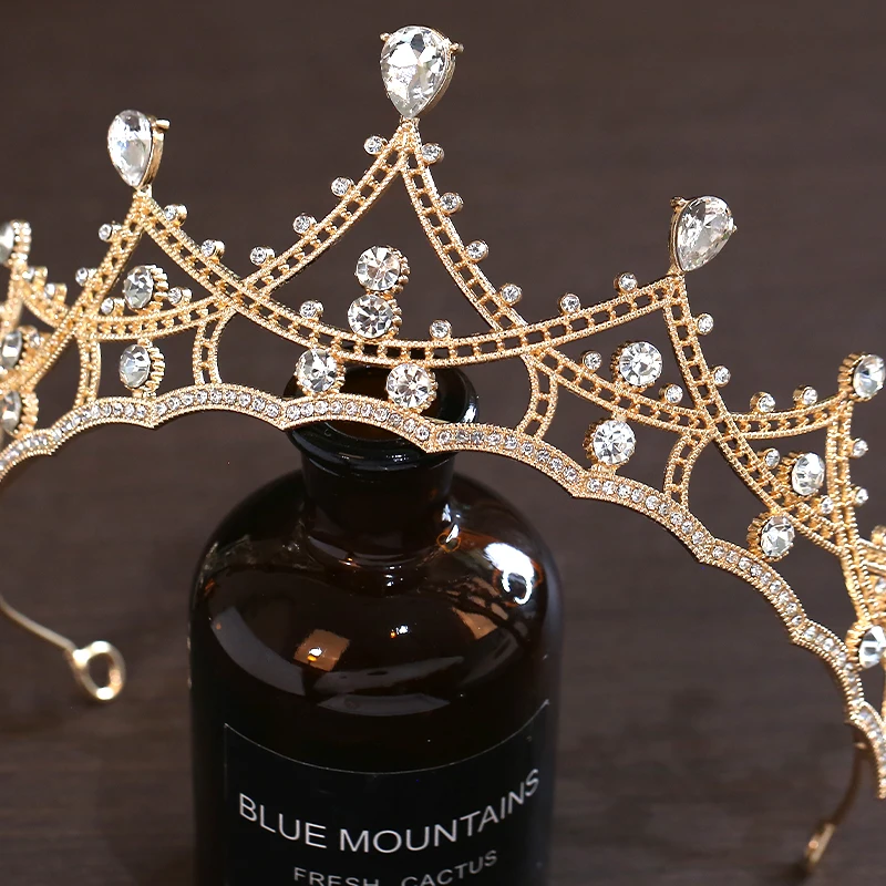 1 قطعة أنيقة فاخرة الفتيات كريستال تاج الزفاف موضة جديدة العروس الملكة رباطات الشعر مجوهرات اكسسوارات حفلة عيد ميلاد #4