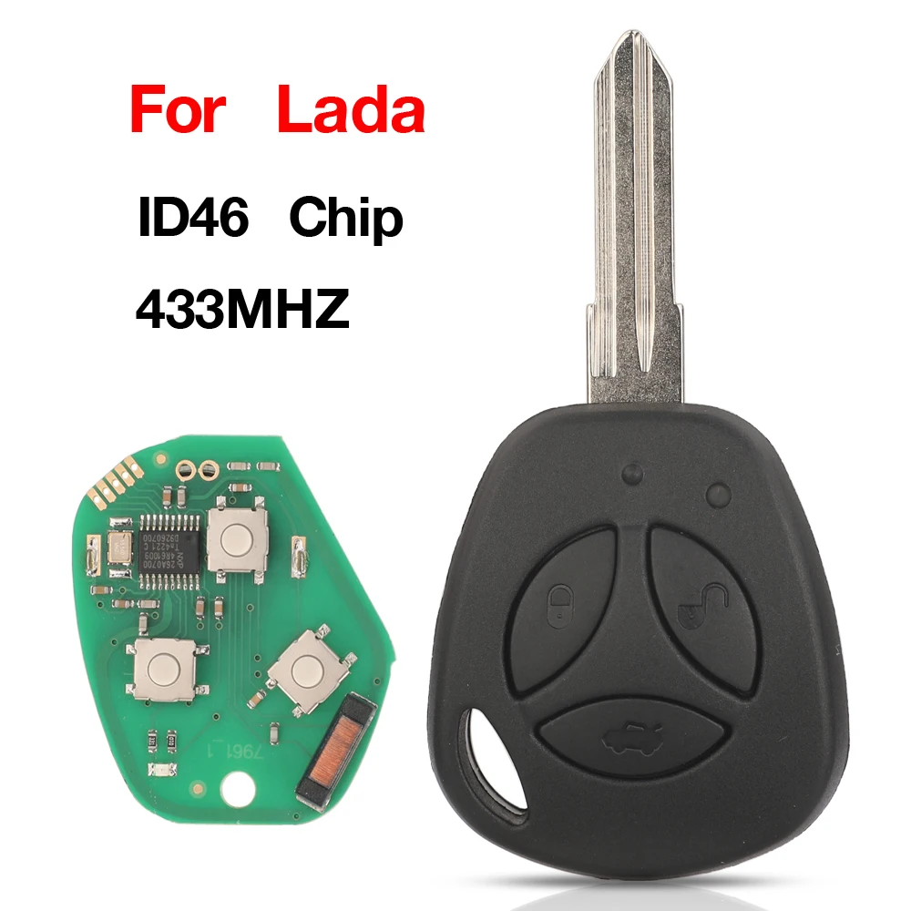 

jingyuqin 3 Buttons 433MHZ ID46 Chip Smart Remote Car Key Fob For Lada Granta Priora Vesta X-Ray XRay Sedan Sport Kalina