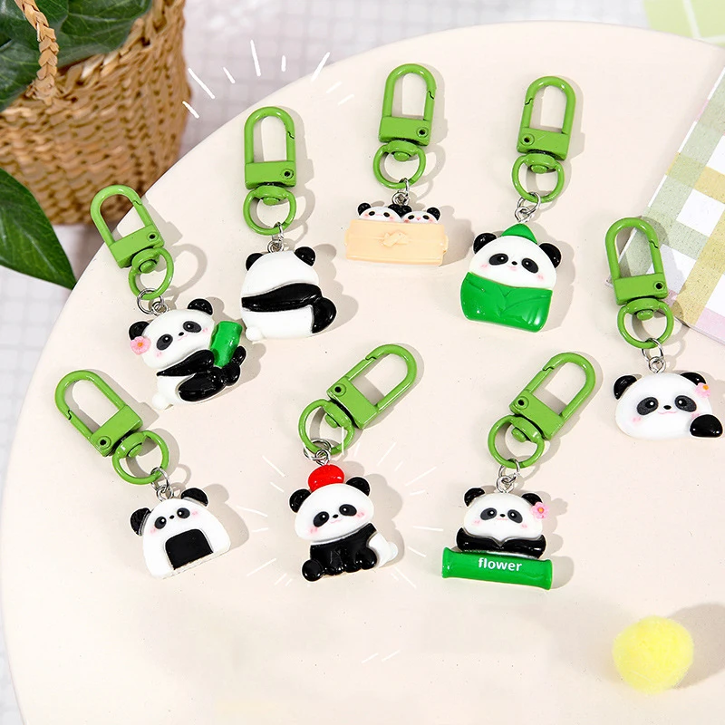 Cute Cartoon Panda Keyring Lovely Animal Keychain Car Key Holder School Bag Pendant Backpack Decoration Couple Gifts