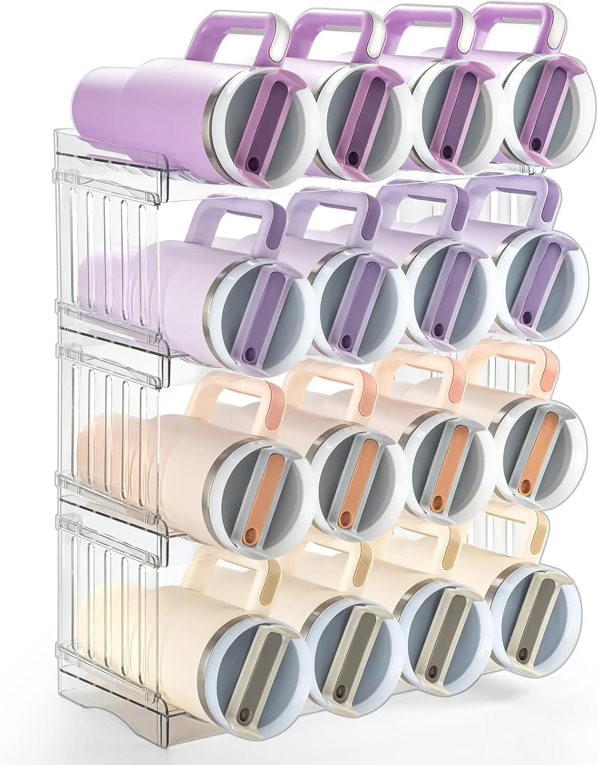 

Органайзер для стаканов большой емкости для бутылок на 40 унций, штабелируемое кухонное хранилище с ручкой, вмещает 16 чашек