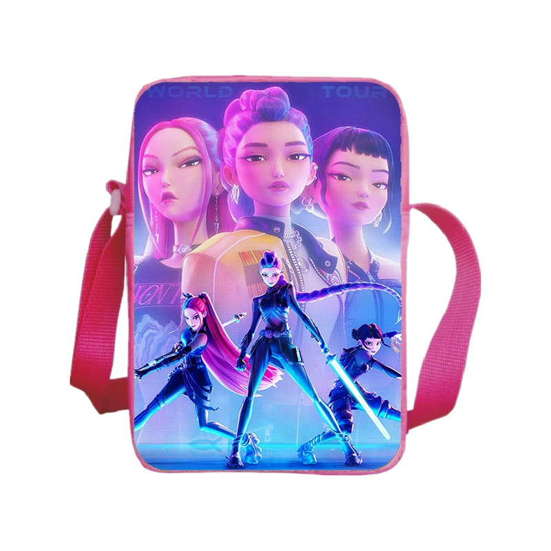 KPop شيطان الصيادين حقيبة كتف المرأة حقائب كروسبودي فتاة ثلاثية الأبعاد طباعة مربع حقيبة ساعي الهاتف المحمول الحقيبة هنتركس حقيبة يد هدية