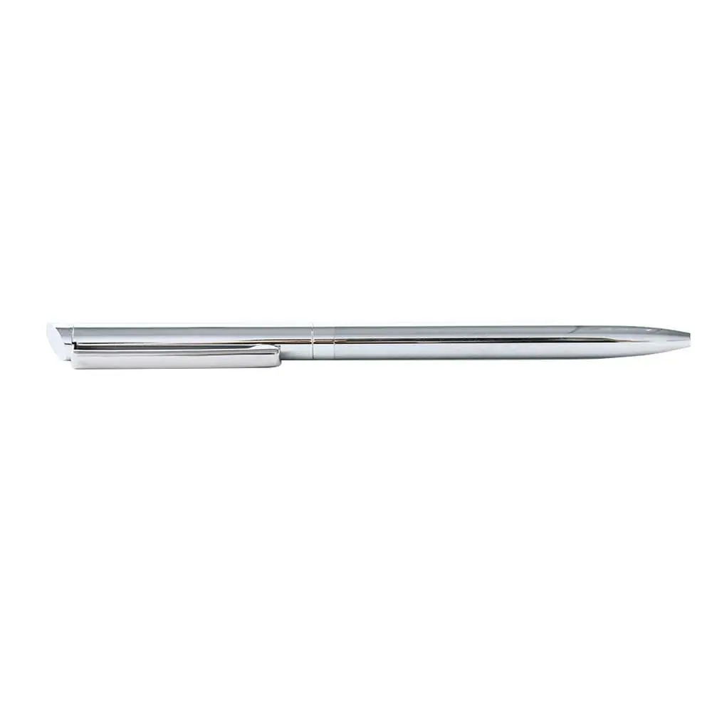 Pocket-size Black Ink Rotating Stainless Steel Silver Oil Pen Office Supplies Commercial Stationery Ballpoint Pen