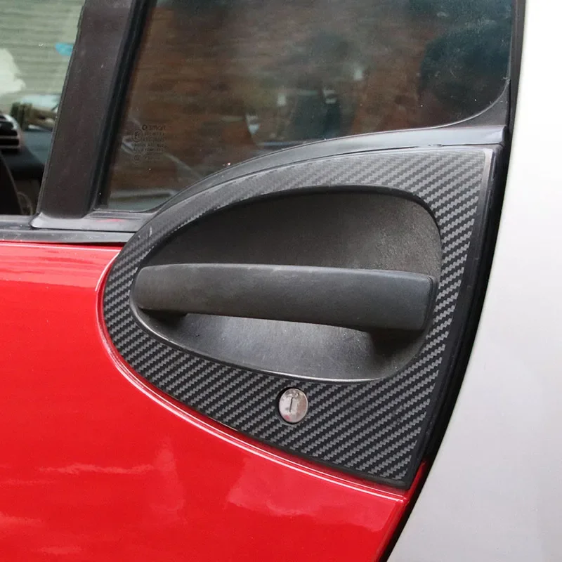 2pcs Car Stickers Car Door Handle Carbon Fiber Stickers Decal Auto Accessories For Smart 2009-2014 451 453 Fortwo W451 W453 C451 view 6