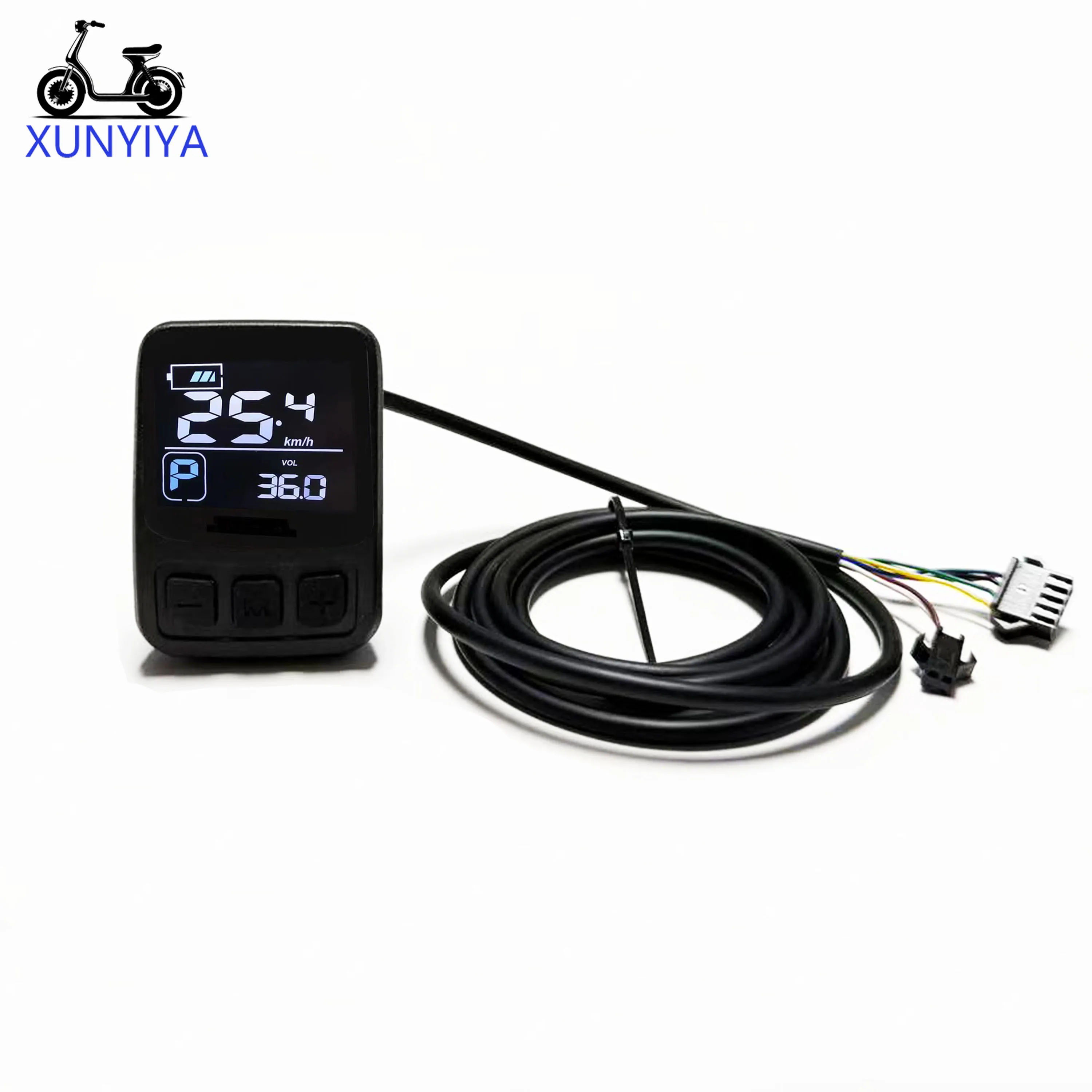 24V/36V/48V/60V Color LCD Multifunctional Instrument Panel for E-bike, Communicate Protocol UART No.2，5+2pin, Line Length 1400mm
