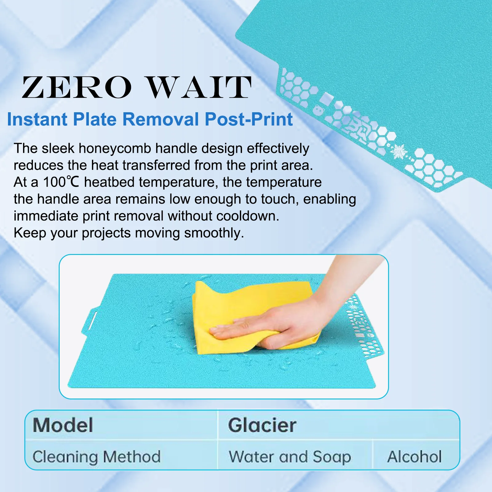 Untuk Bambu X1/P1/A1/P1S/X1C printer BIQU Panda Build Plate cryogip Pro Double-Sided hemat energi rendah komposit sarang lebah