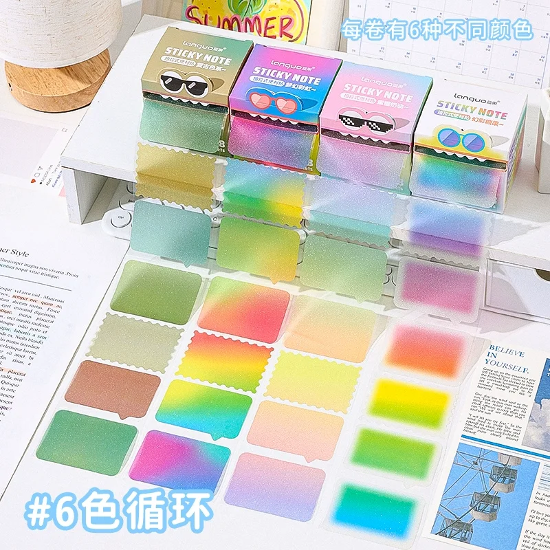 LANGUO Drawer-style Transparent Pearl Sticky Notes Tear Without Residue Re-stickable for Key Point Marking Note Memo Pad