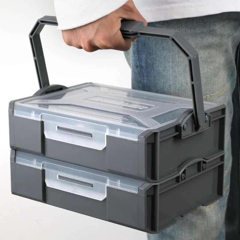 1pc Hardware Toolbox, Home Multifunctional Screw Small Parts Storage Tool, Grid Storage Box, Handheld